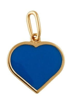 Design Letters Enamel Pendant Big Heart Gold, Cobalt Blue