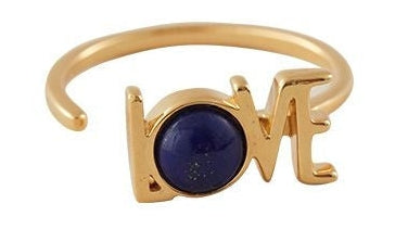 Design Letters Great Love Ring 18k Gold Plated, Lapis Lazuli Blue