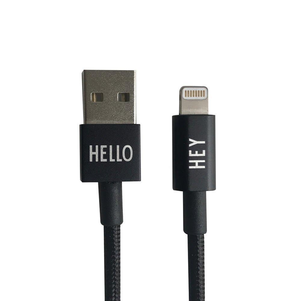 Design Letters Mycable I Phone Charging Cable Hey/Hello, Nude