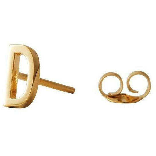 Design Letters Earring With Letter, Gold, D