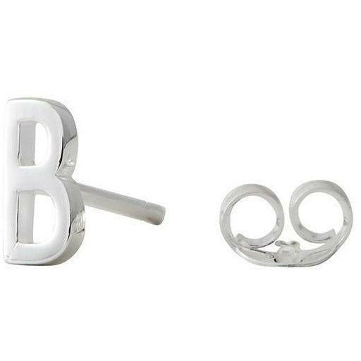 Design Letters Earring With Letter, Silver, B