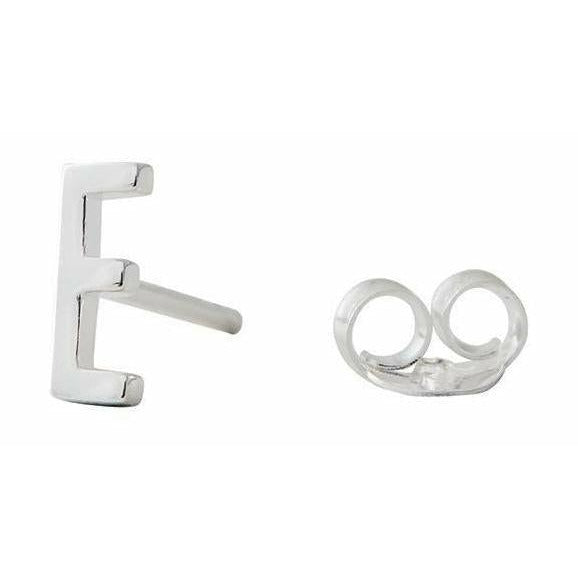 Design Letters Earring With Letter, Silver, E
