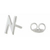 Design Letters Earring With Letter, Silver, N