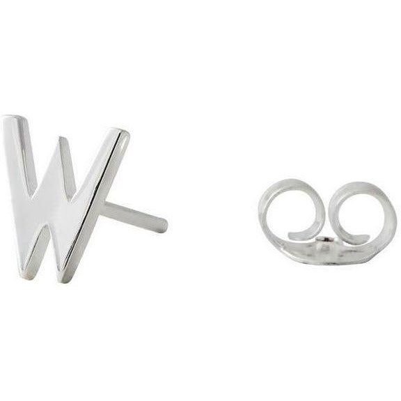 Design Letters Earring With Letter, Silver, W