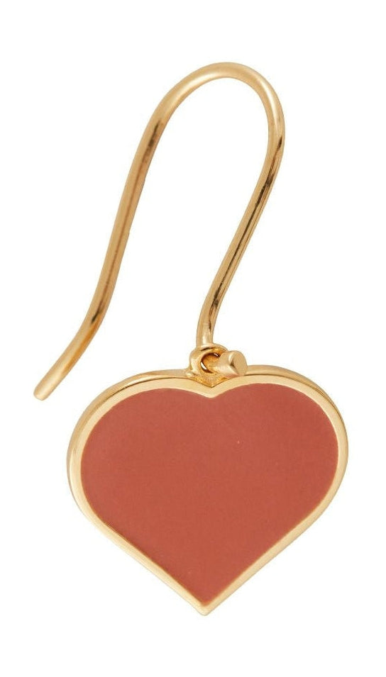 Design Letters Stud Earring's Enamel Heart Gold, Ash Rose
