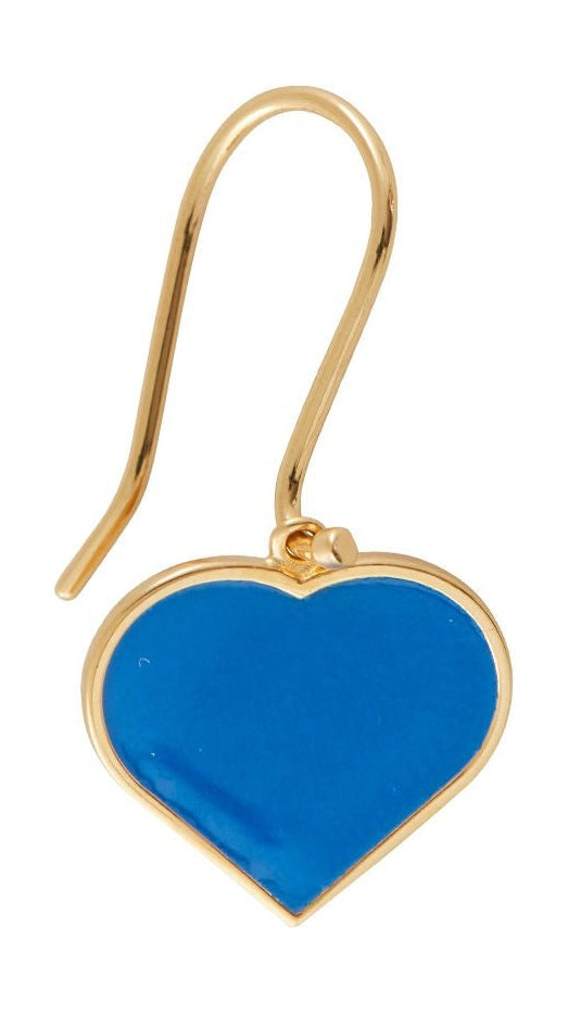 Design Letters Earring's Enamel Heart Gold, Cobalt Blue