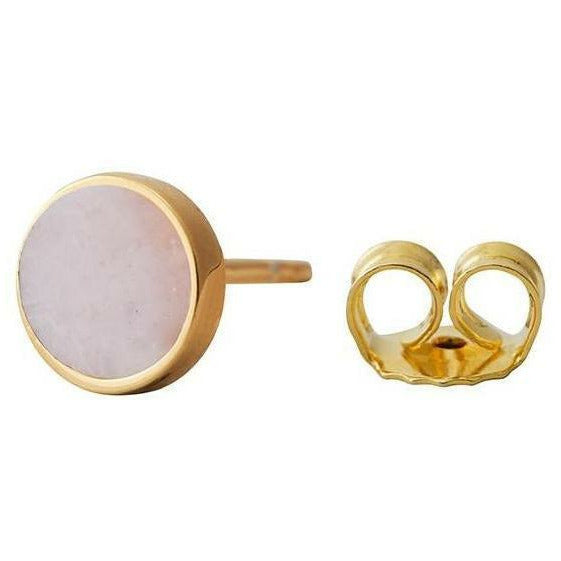 Design Letters Stud Earrings, Pink Opal, Gold Plated