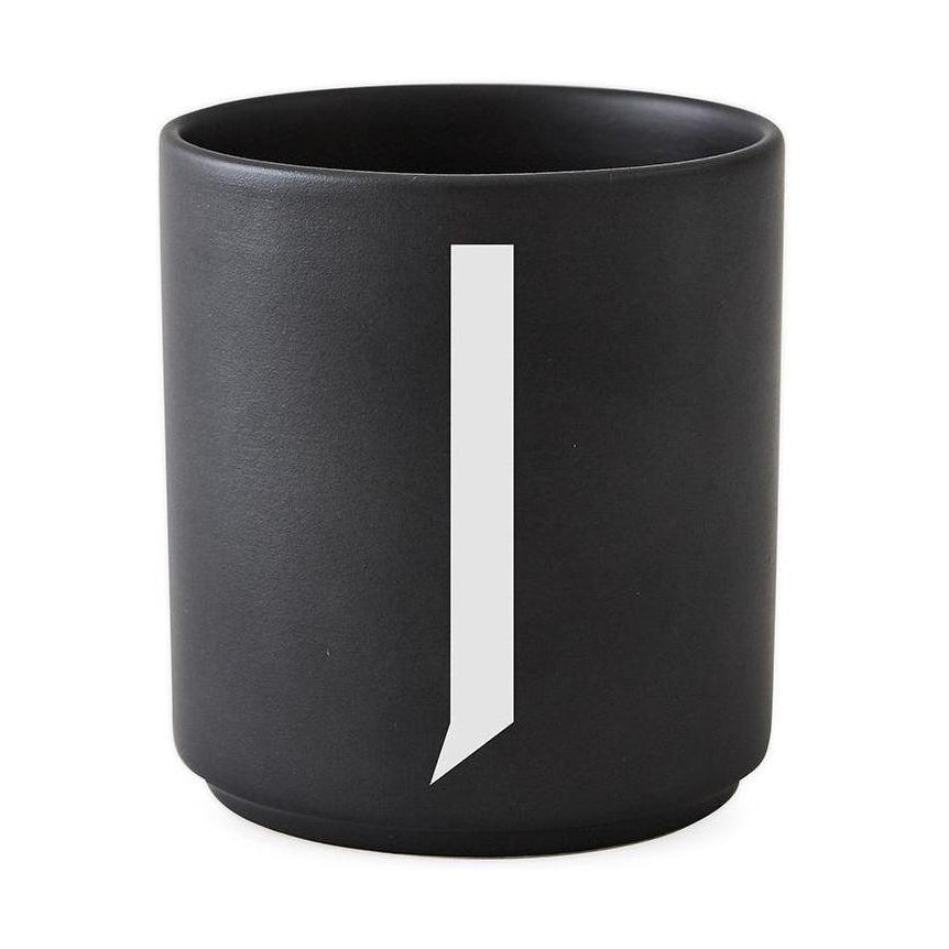 Design Letters Personal Porcelain Mug A Z, Black, J