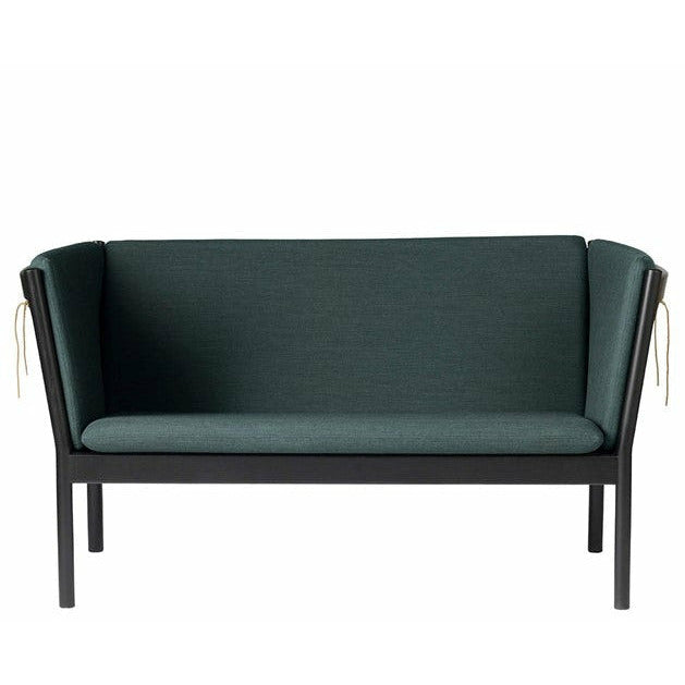 Fdb Møbler J148 2 Person Sofa, Black Oak, Dark Green Fabric