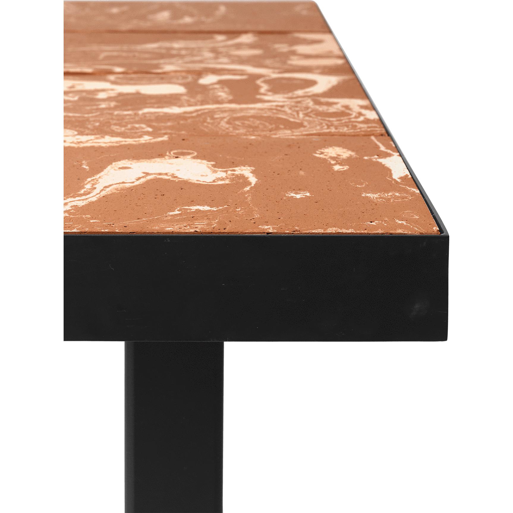 Ferm Living Flod fliser spisebord, terracotta/sort