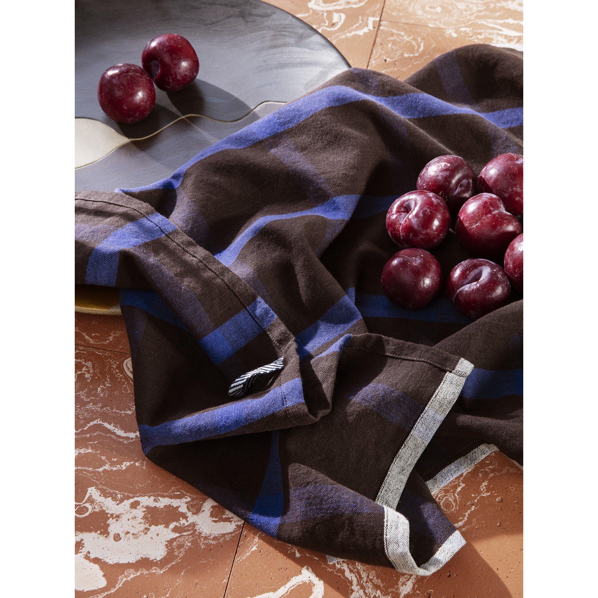Ferm Living Hale te håndklæde, chokolade/lyseblå