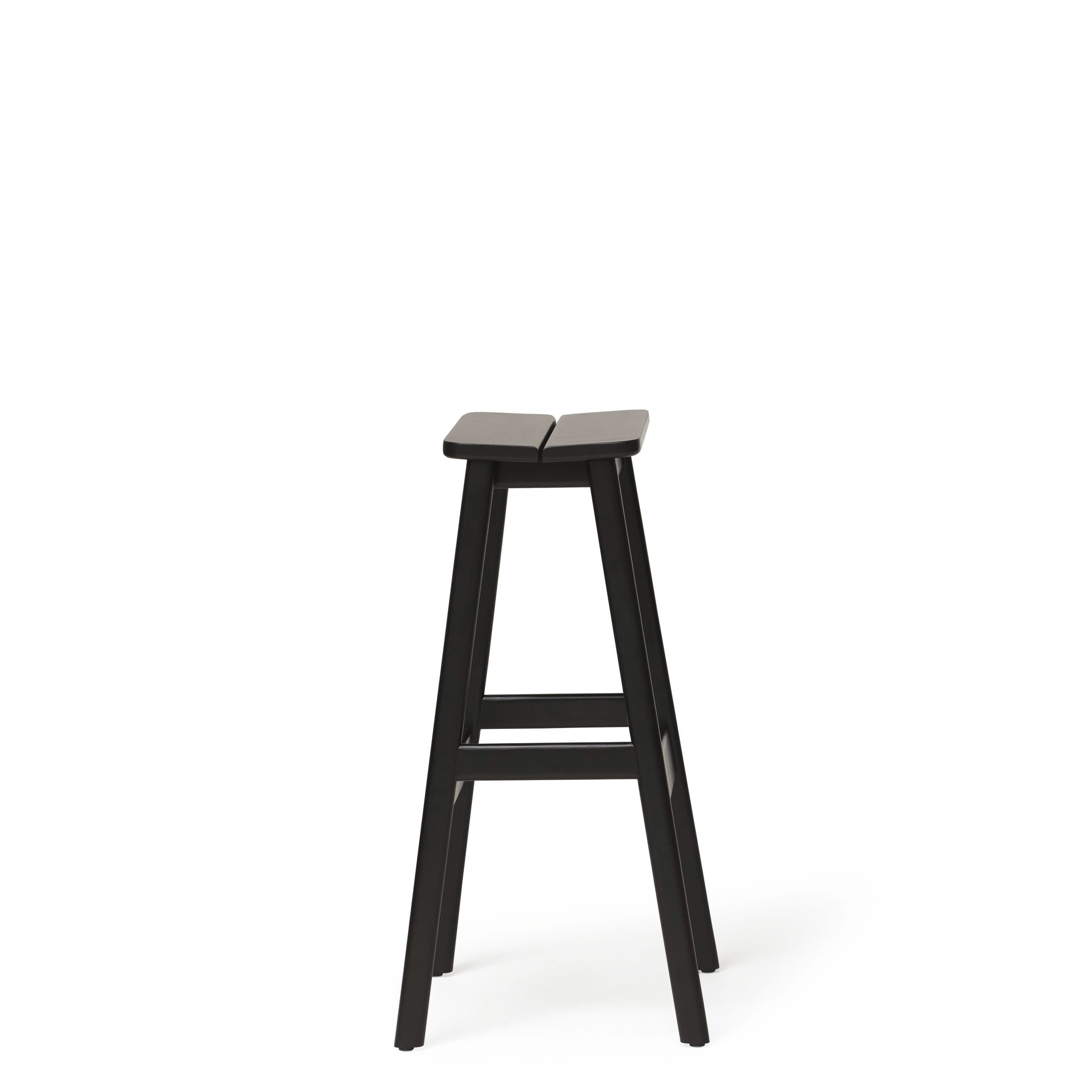 Form & Refine Angle Standard Bar Stool 75 Cm. Black Stained Beech