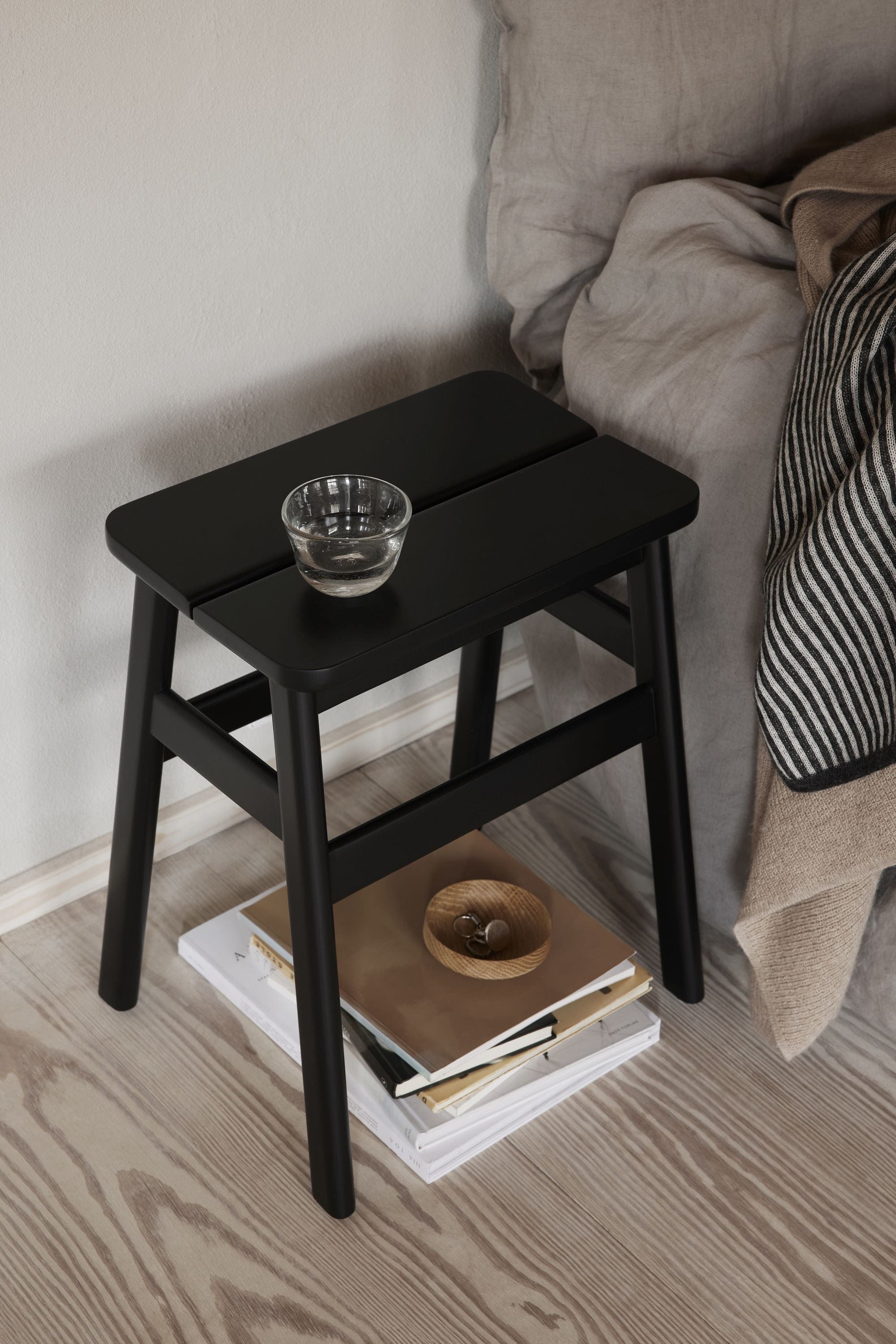 Form & Refine Angle Standard Bar Stool 75 Cm. Black Stained Beech