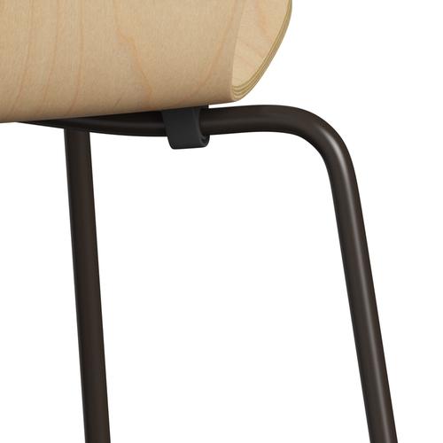 Fritz Hansen 3107 Chair Unupholstered, Brown Bronze/Maple Veneer Natural