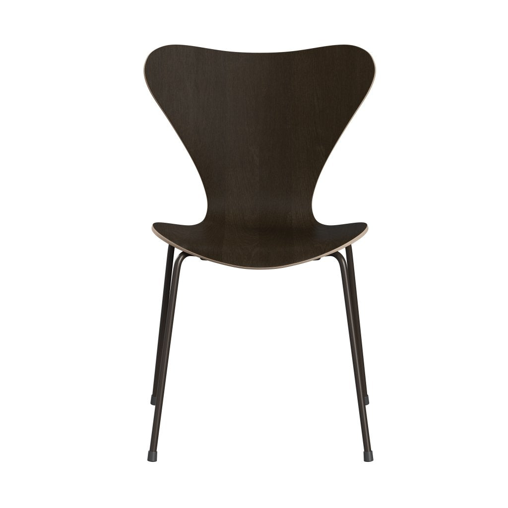 Fritz Hansen 3107 Chair Unupholstered, Brown Bronze/Dark Stained Oak Veneer Natural