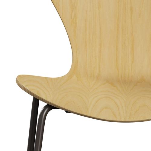 Fritz Hansen 3107 Chair Unupholstered, Brown Bronze/Ash Veneer Natural