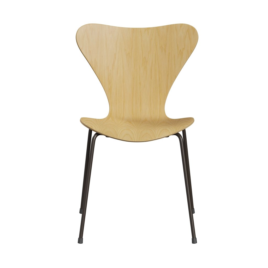 Fritz Hansen 3107 Chair Unupholstered, Brown Bronze/Ash Veneer Natural