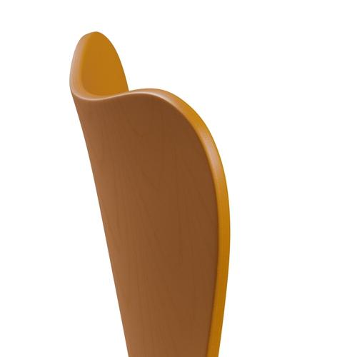 Fritz Hansen 3107 Chair Unupholstered, Brown Bronze/Dyed Ash Burnt Yellow