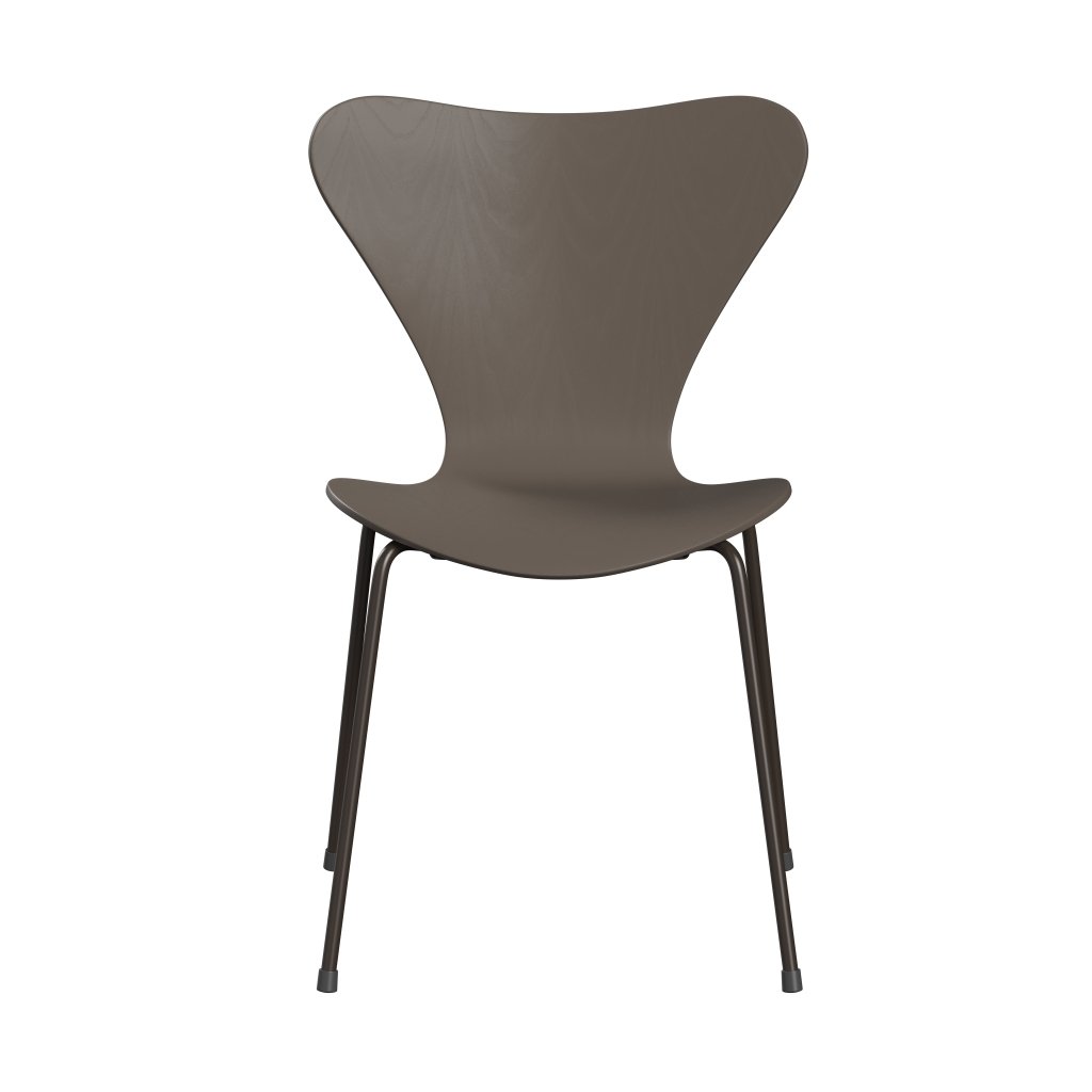 Fritz Hansen 3107 Chair Unupholstered, Brown Bronze/Colored Ash Deep Clay