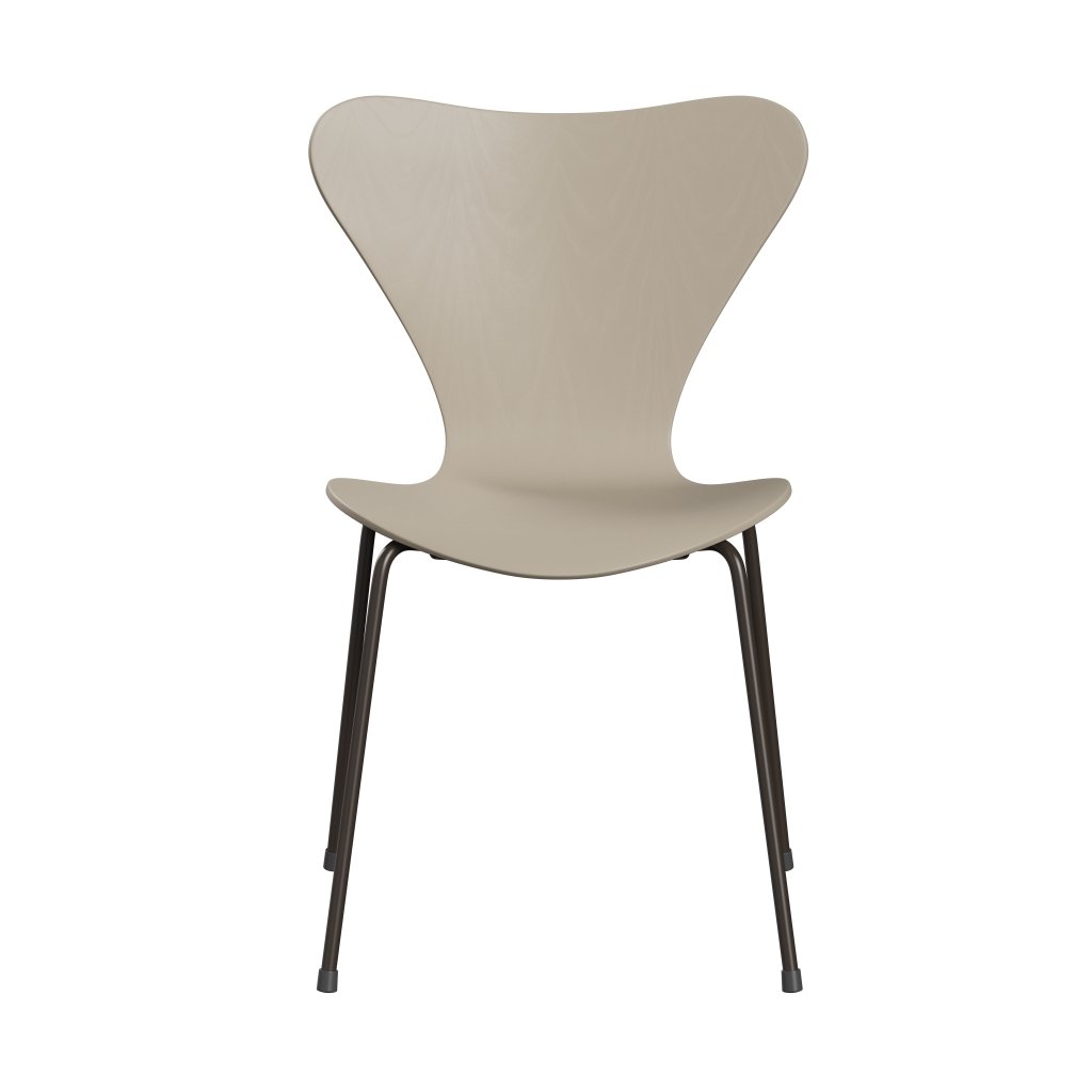 Fritz Hansen 3107 Chair Unupholstered, Brown Bronze/Dyed Ash Light Beige