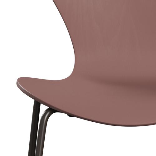 Fritz Hansen 3107 Chair Unupholstered, Brown Bronze/Colored Ash Wild Rose