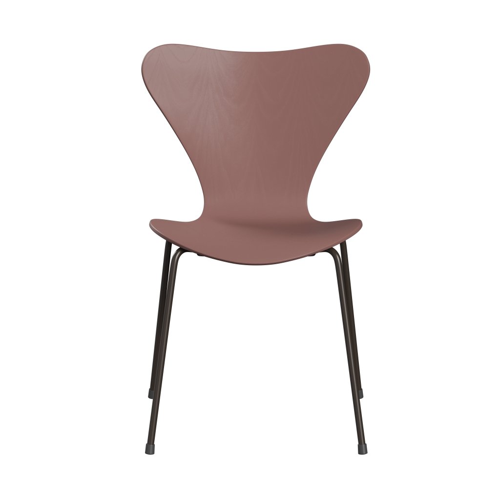 Fritz Hansen 3107 Chair Unupholstered, Brown Bronze/Colored Ash Wild Rose