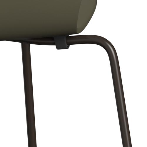 Fritz Hansen 3107 Chair Unupholstered, Brown Bronze/Lacquered Olive Green