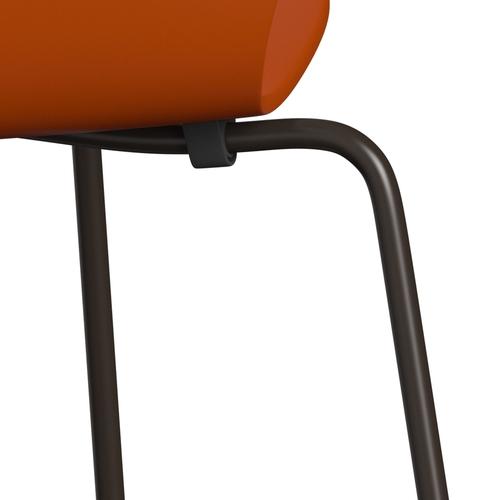 Fritz Hansen 3107 Chair Unupholstered, Brown Bronze/Lacquered Paradise Orange