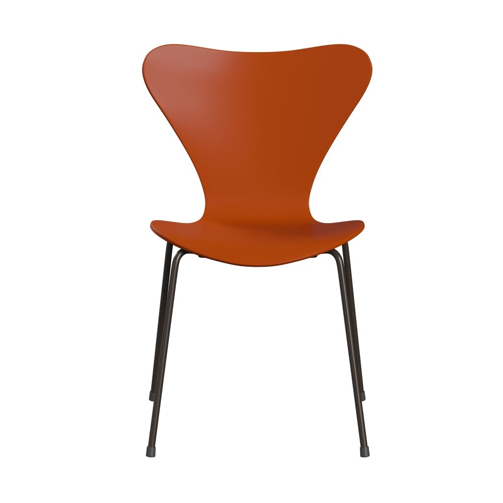Fritz Hansen 3107 Chair Unupholstered, Brown Bronze/Lacquered Paradise Orange