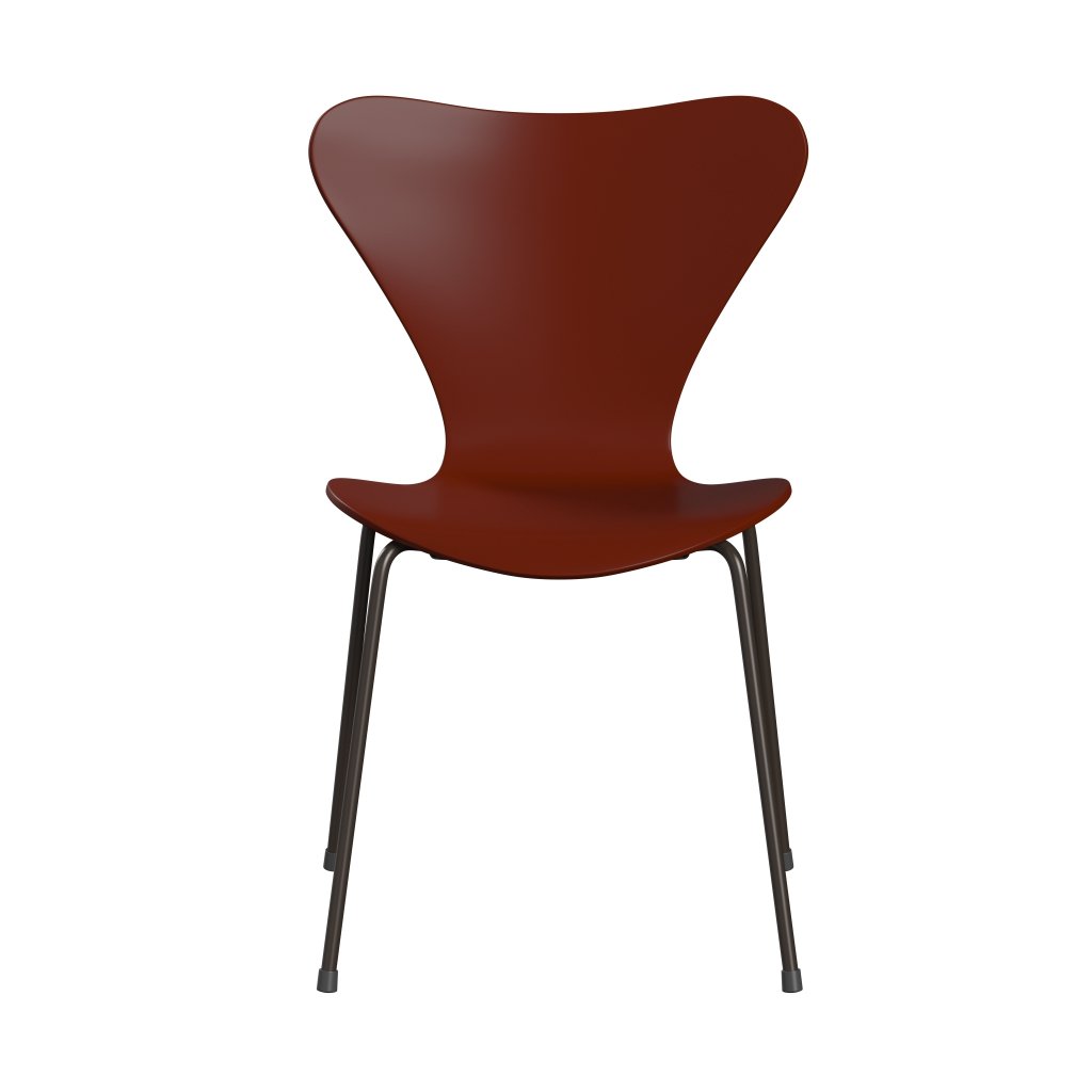 Fritz Hansen 3107 Chair Unupholstered, Brown Bronze/Lacquered Venetian Red