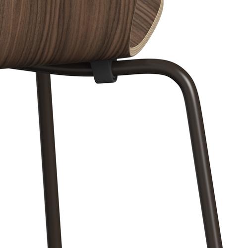 Fritz Hansen 3107 Chair Unupholstered, Brown Bronze/Walnut Veneer Natural