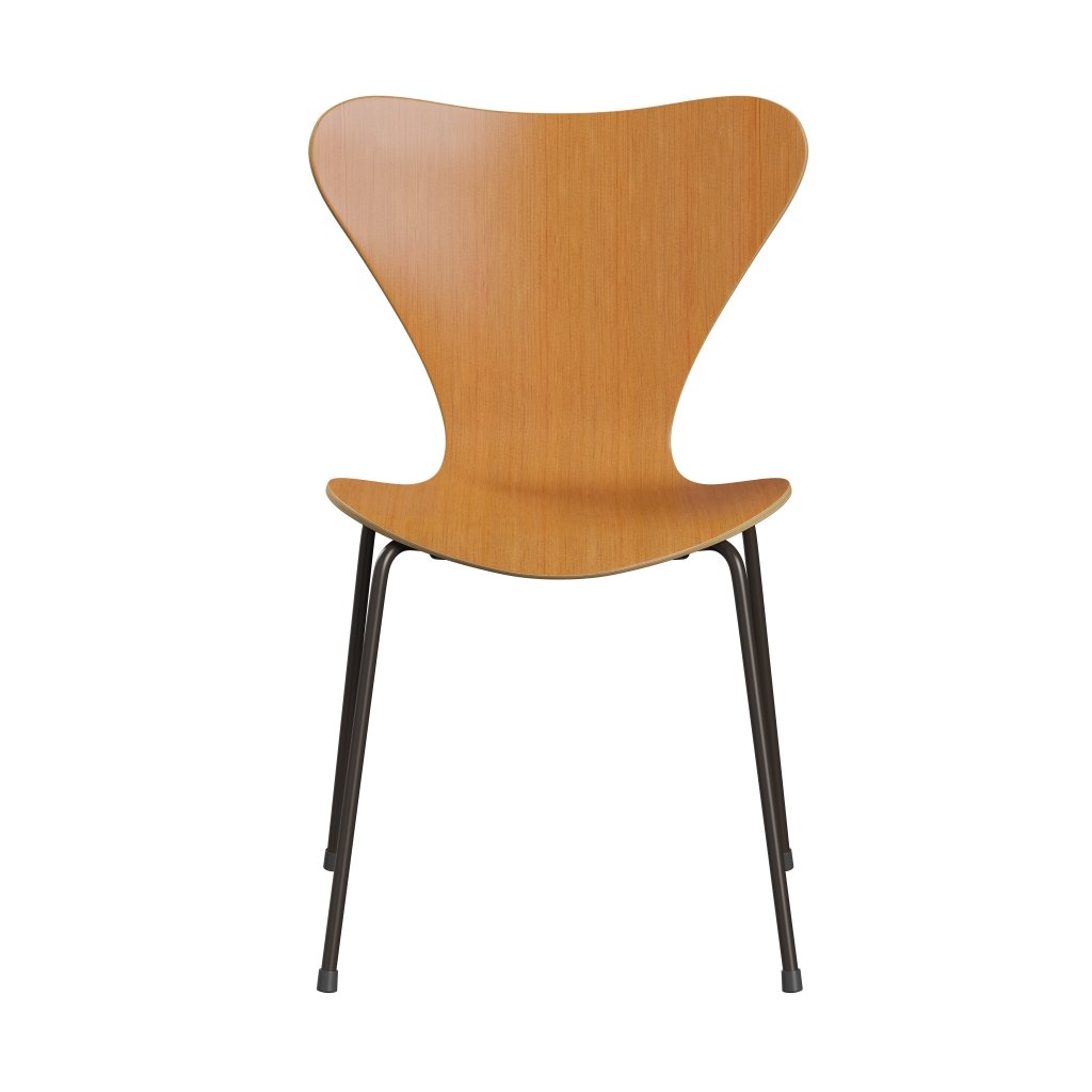 Fritz Hansen 3107 Chair Unupholstered, Brown Bronze/Swiss Stone Pine Veneer Natural