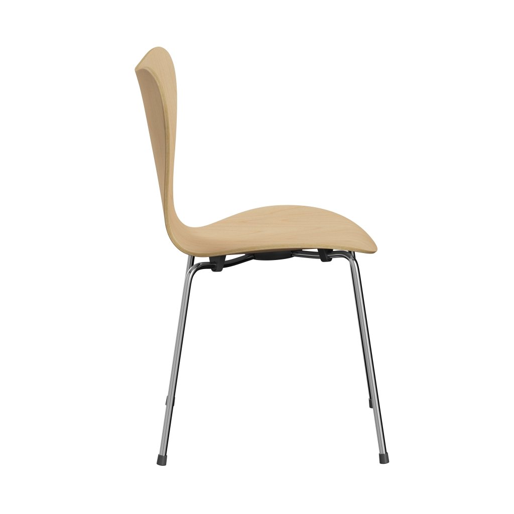 Fritz Hansen 3107 Chair Unupholstered, Chrome/Maple Veneer Natural
