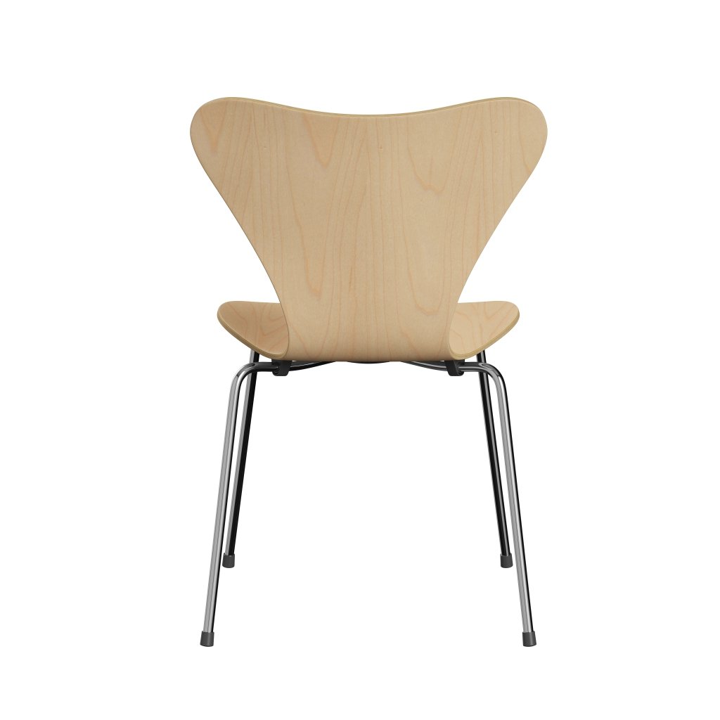 Fritz Hansen 3107 Chair Unupholstered, Chrome/Maple Veneer Natural