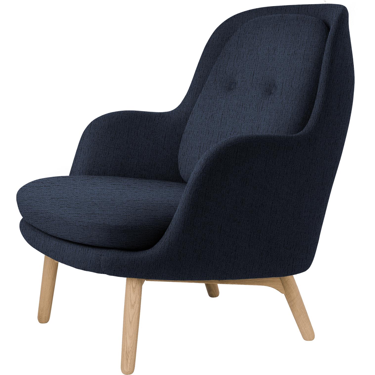 Fritz Hansen Fri Lounge Chair Wood, Sunniva Dark Blue