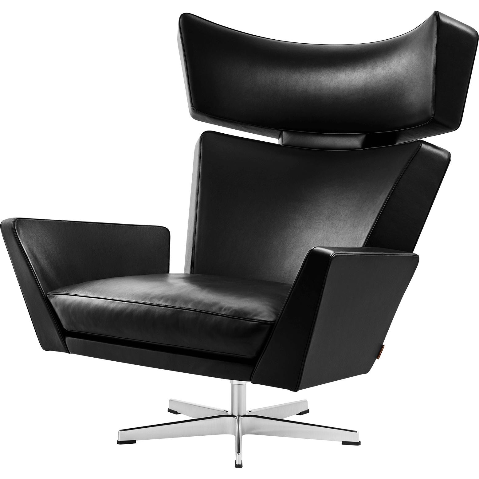 Fritz Hansen Oksen Lounge Chair Aluminium, Elegance Black