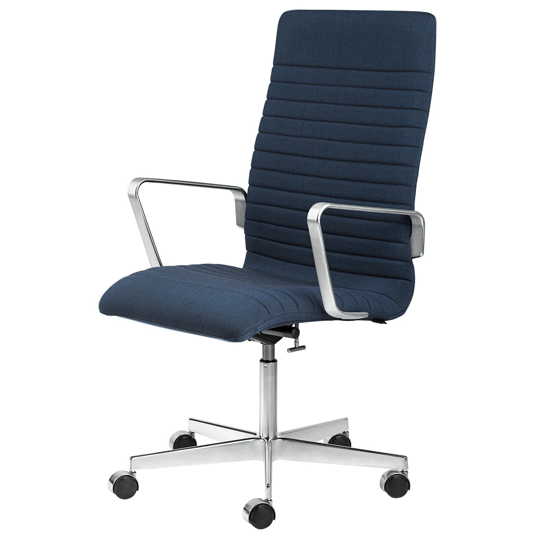 Fritz Hansen Oxford Premium Height Adjustable Armchair Fabric Middle Back, Rims Blue