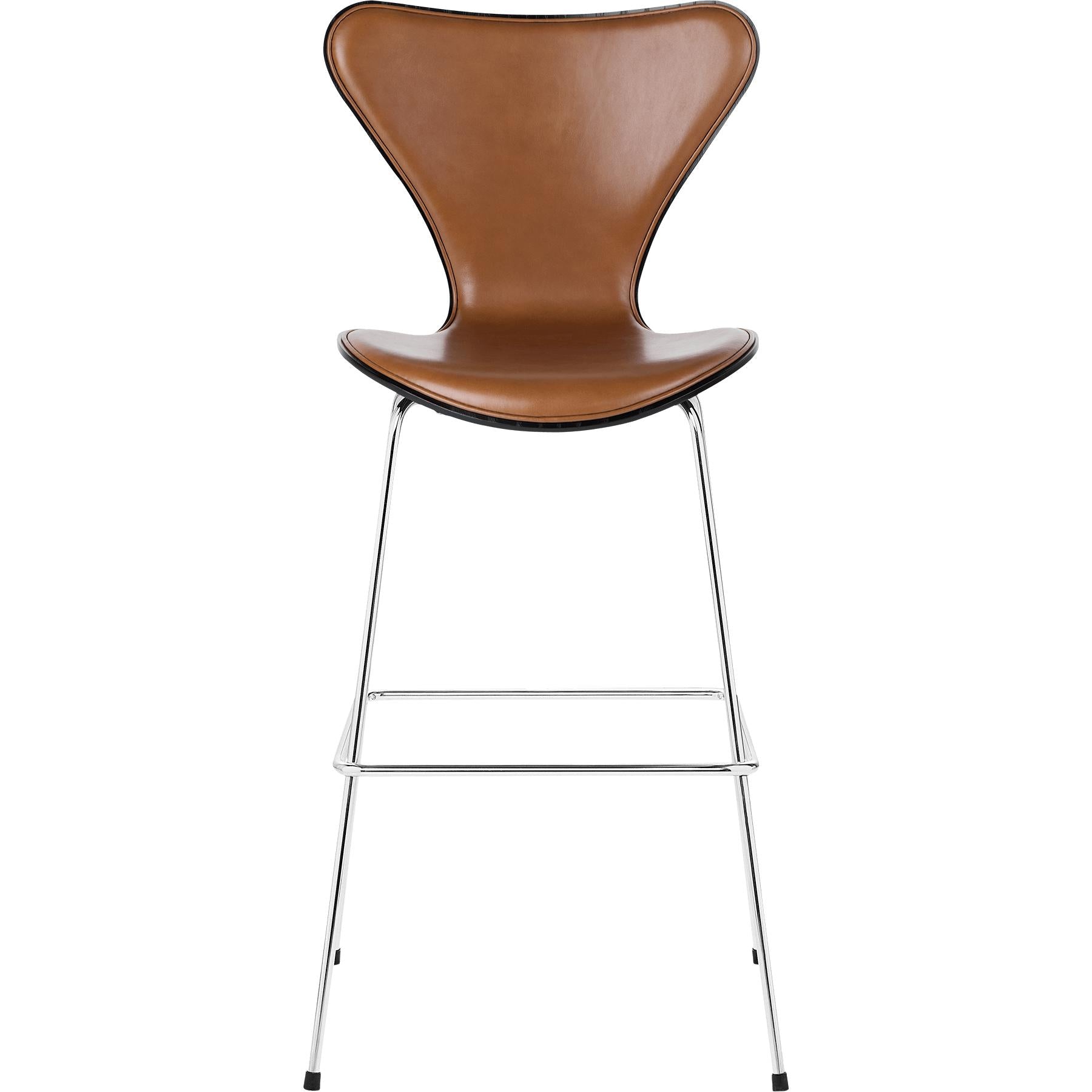 Fritz Hansen Serie 7 Bar Chair Front Upholstery Leather 76 Cm, Extreme Walnut