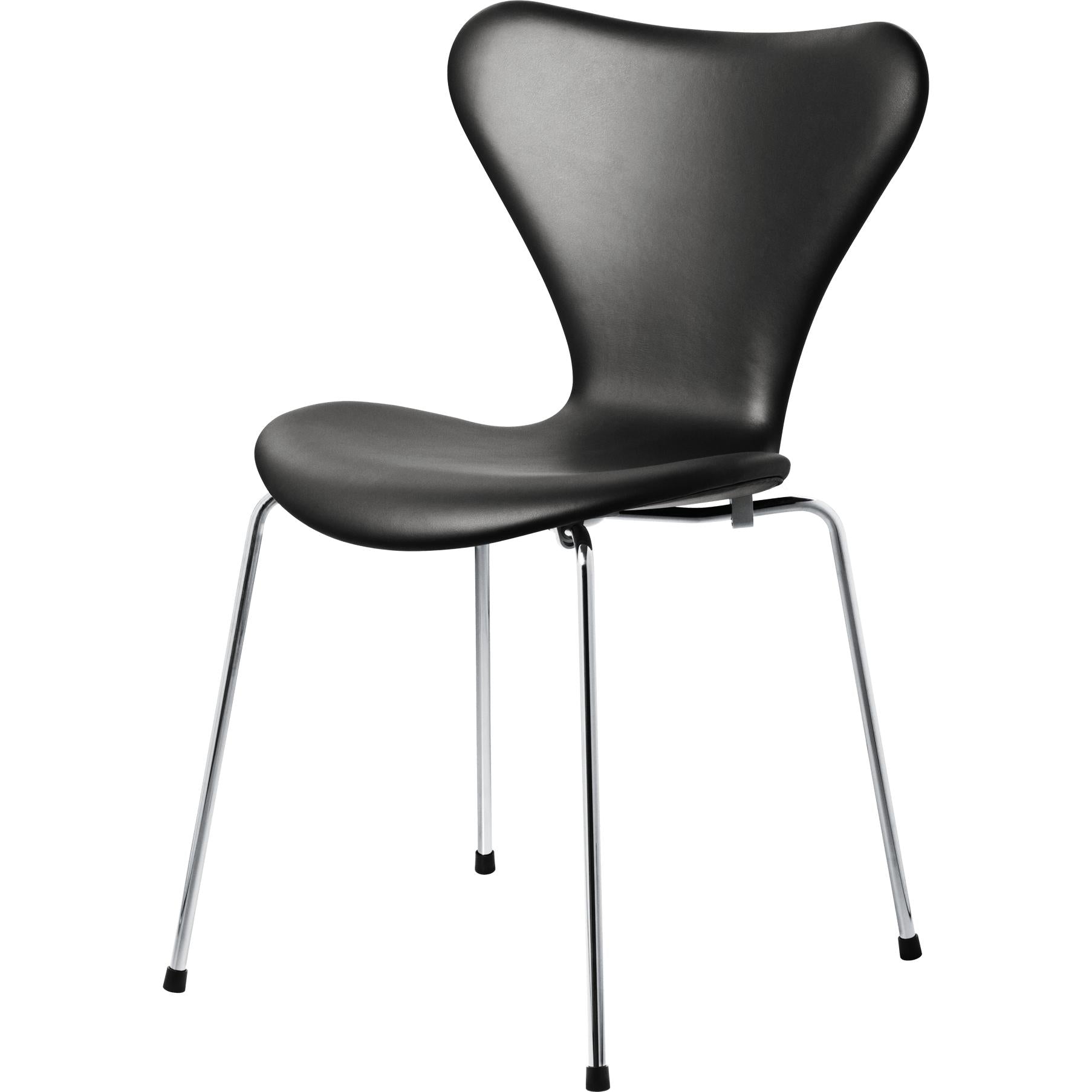Fritz Hansen Series 7 Chair Full Upholstery Leather, Soft Black