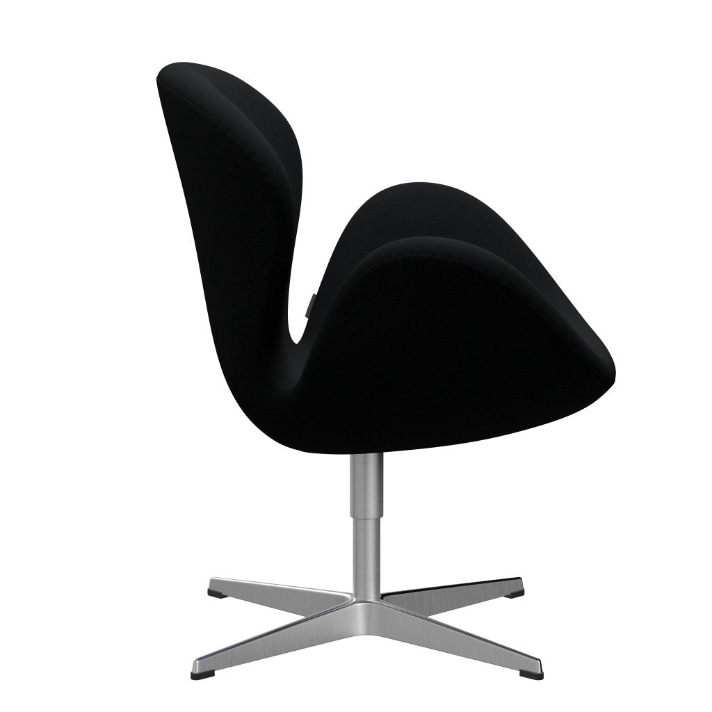 Fritz Hansen Swan Lounge Chair, Satin Brushed Aluminium/Christianshavn Black Uni