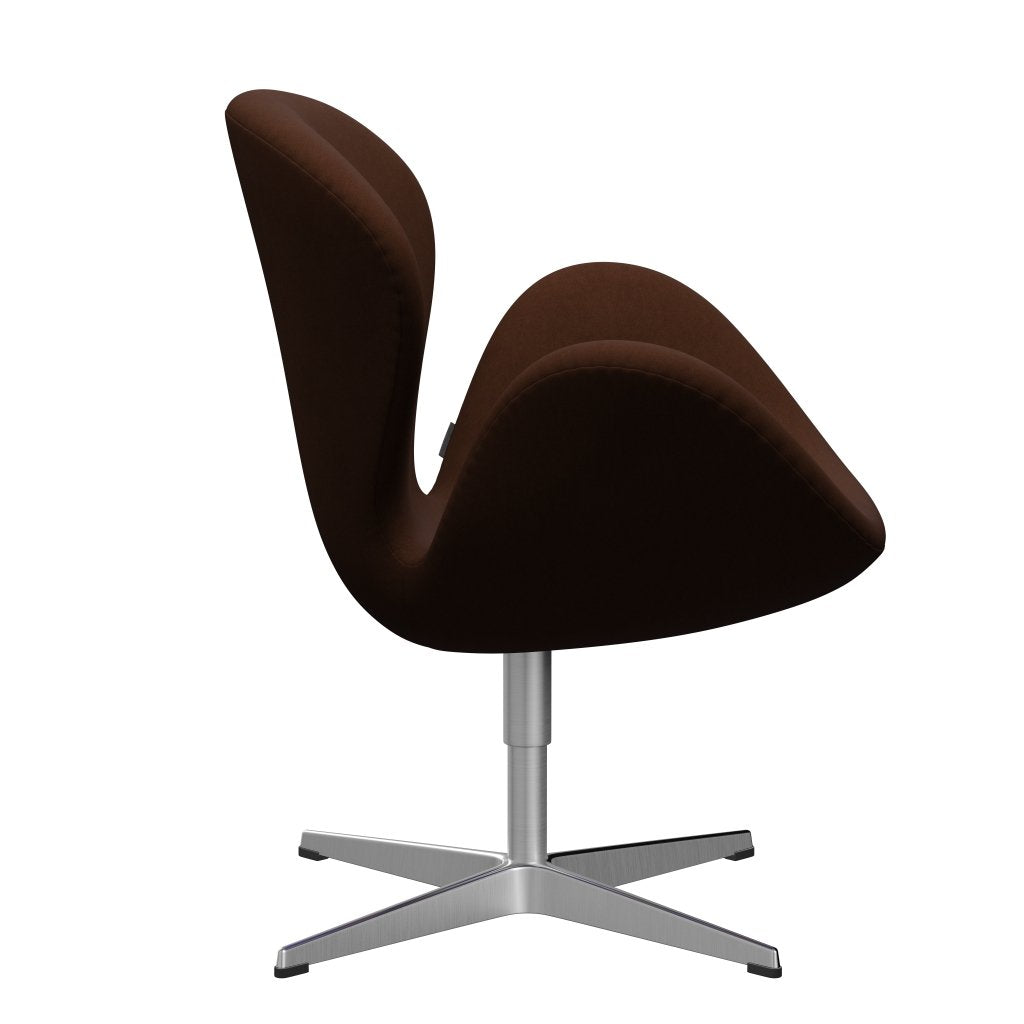 Fritz Hansen Swan Lounge Chair, Satin Brushed Aluminium/Comfort Dark Brown