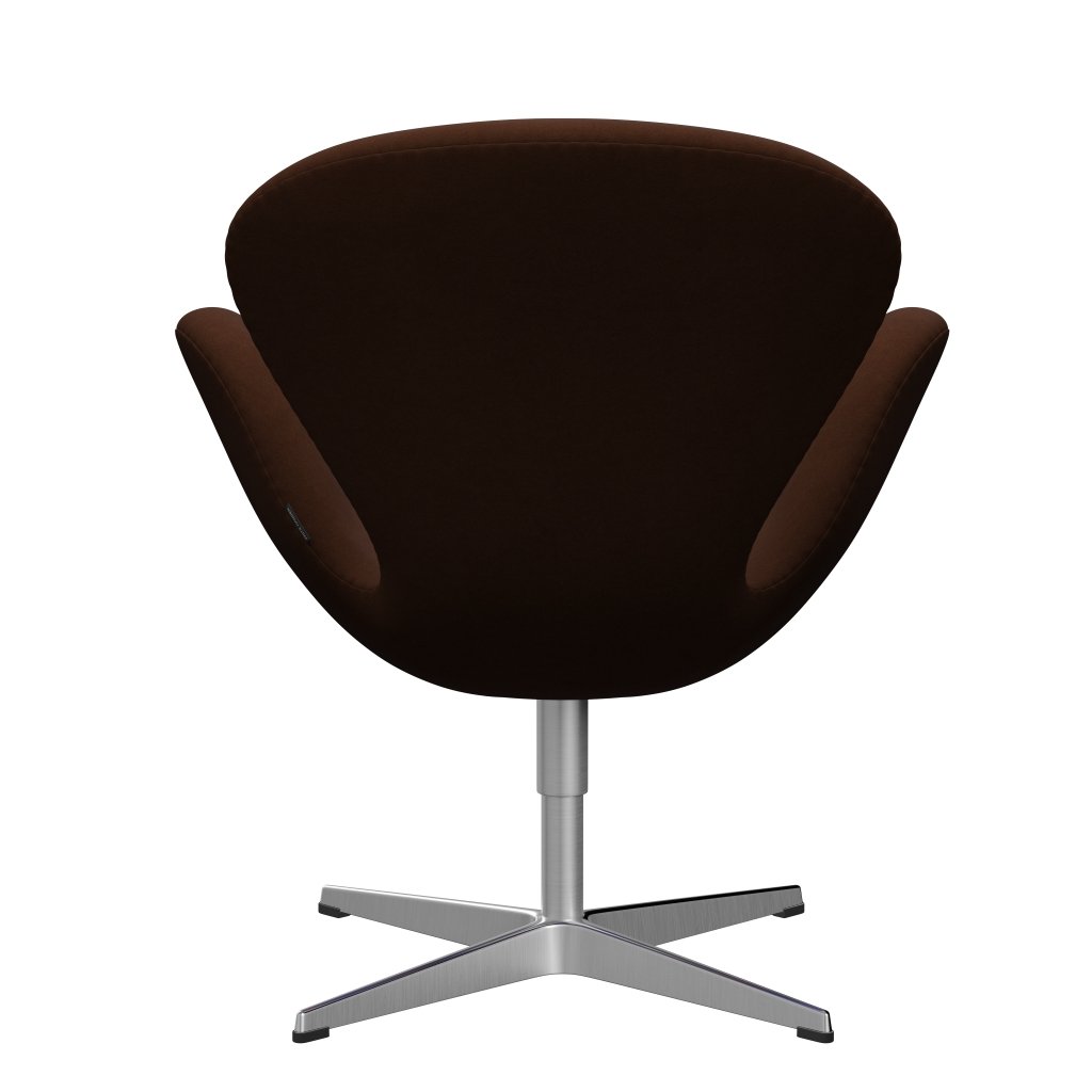 Fritz Hansen Swan Lounge Chair, Satin Brushed Aluminium/Comfort Dark Brown