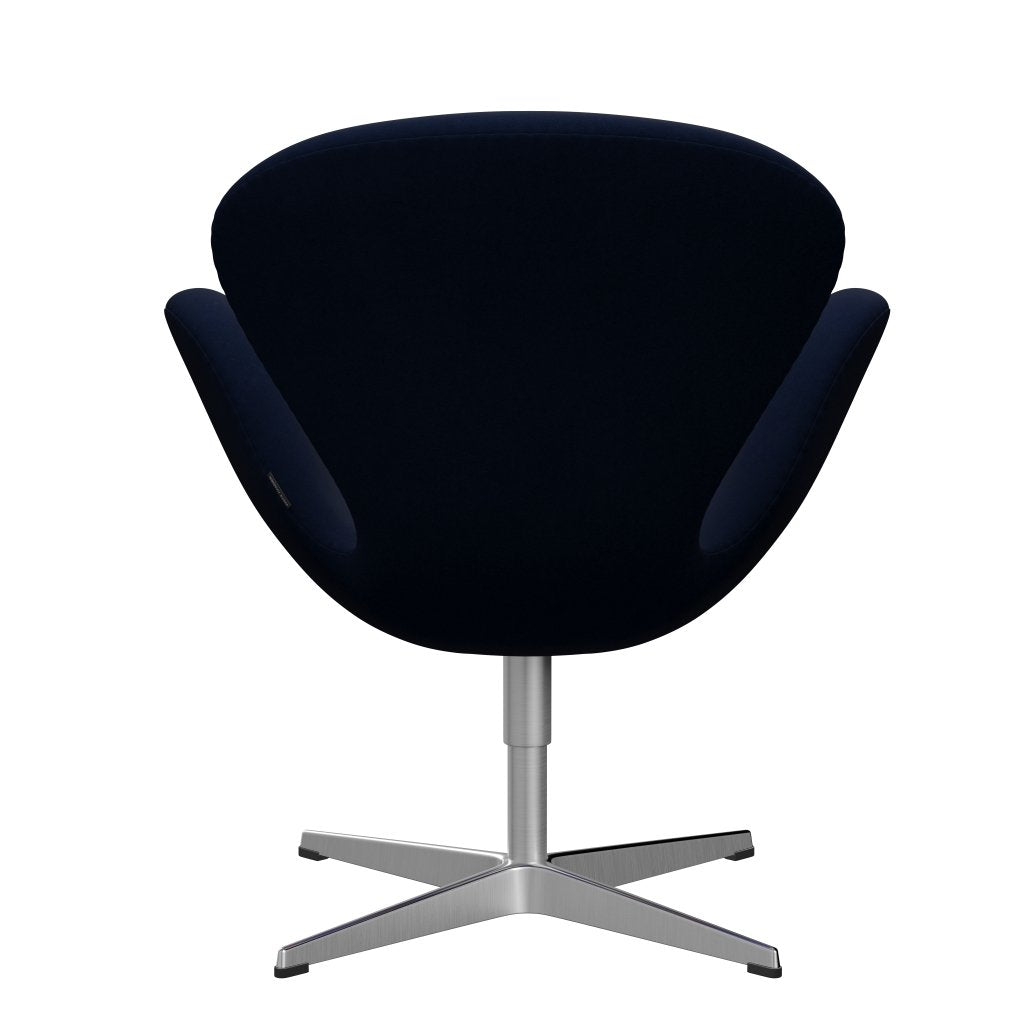 Fritz Hansen Svan lænestol, satin børstet aluminium/komfort mørkegrå/blå