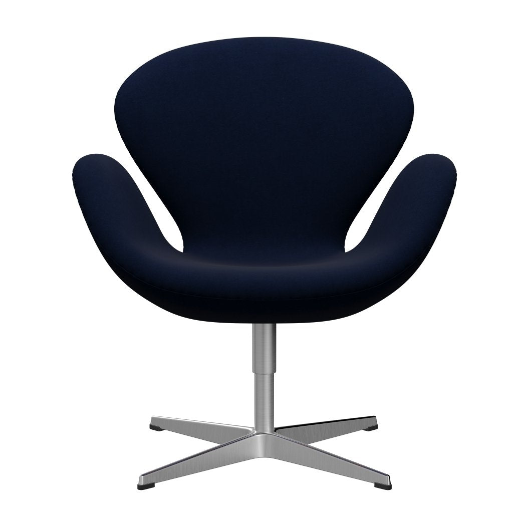 Fritz Hansen Svan lænestol, satin børstet aluminium/komfort mørkegrå/blå