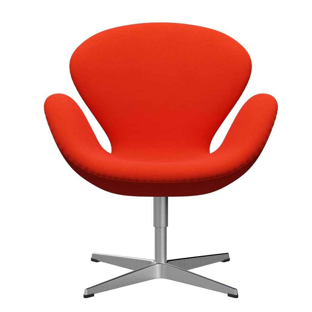 Fritz Hansen Swan Lounge stol, satin børstet aluminium/komfort orange/rød