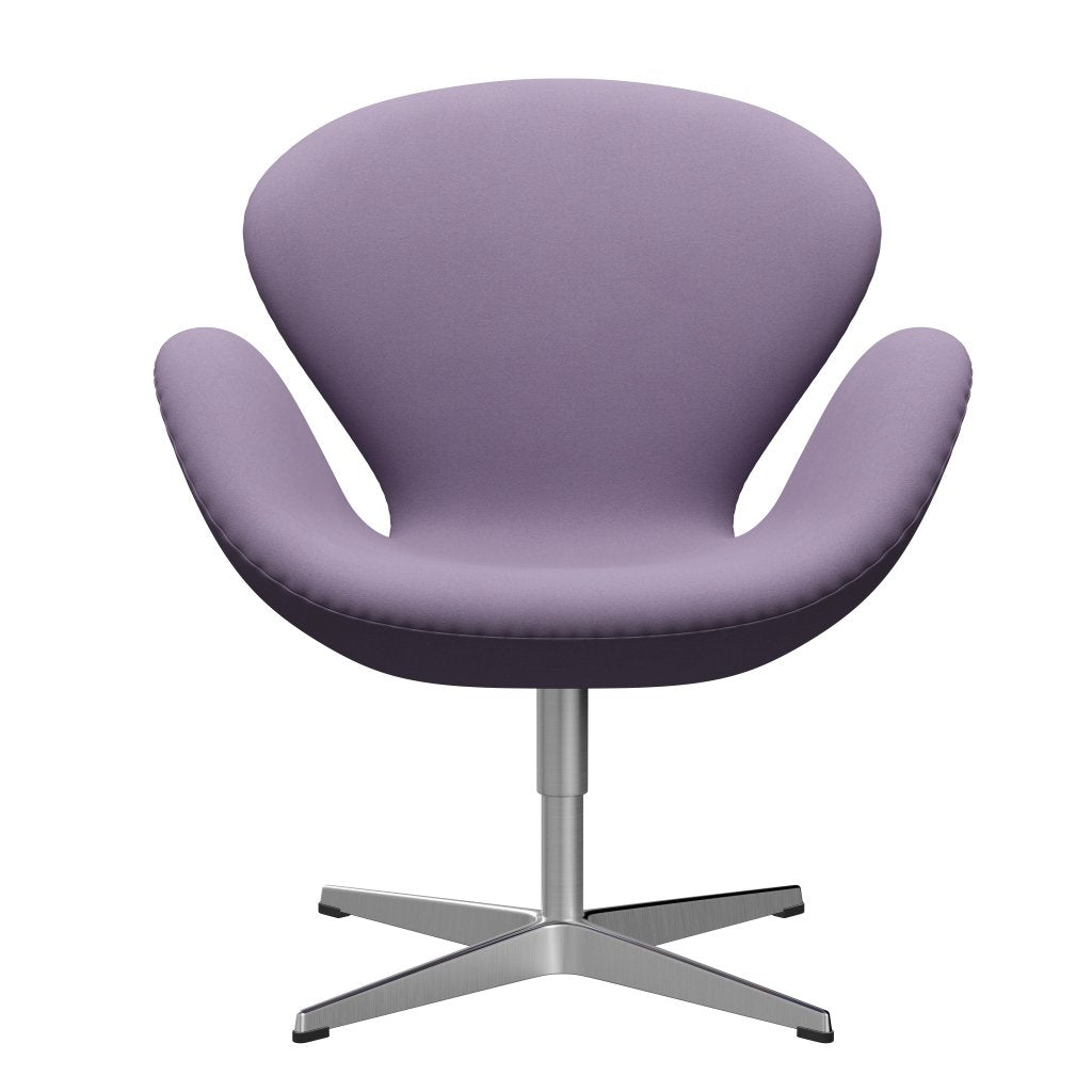 Fritz Hansen Swan Lounge Chair, Satin Brushed Aluminium/Comfort White/Light Violet