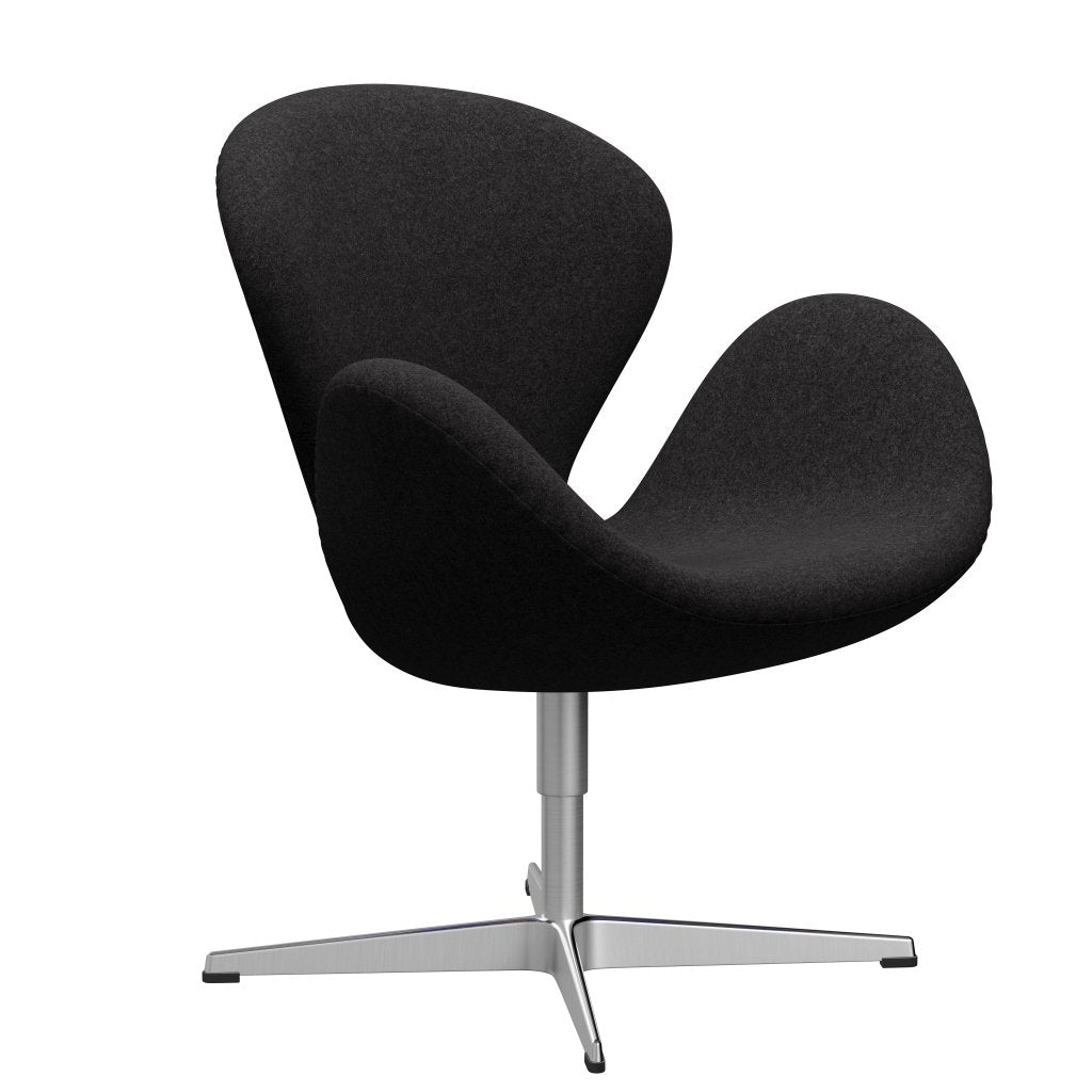 Fritz Hansen Swan Lounge Chair, Satin Brushed Aluminium/Divina Md Dark Grey