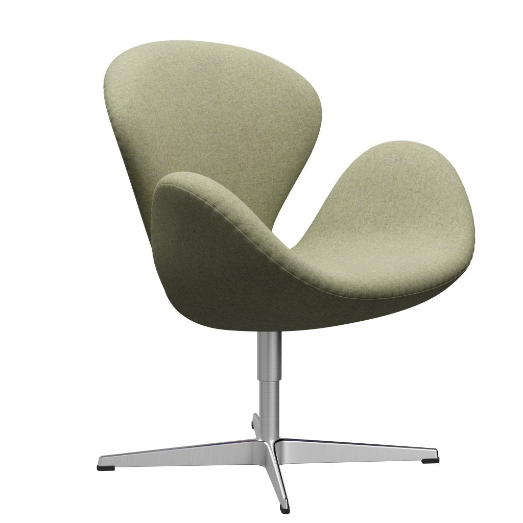 Fritz Hansen Swan Lounge Chair, Satin Brushed Aluminium/Divina Md Soft Green