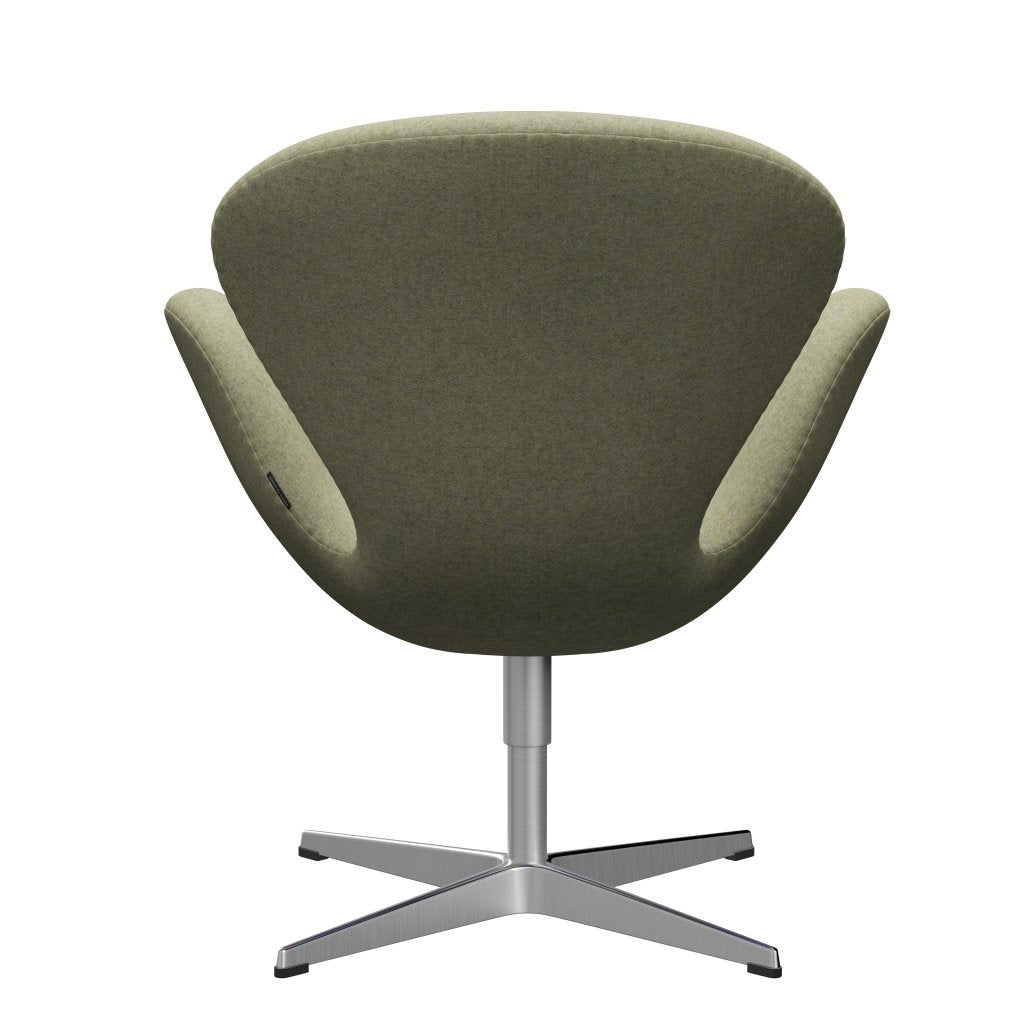 Fritz Hansen Swan Lounge Chair, Satin Brushed Aluminium/Divina Md Soft Green