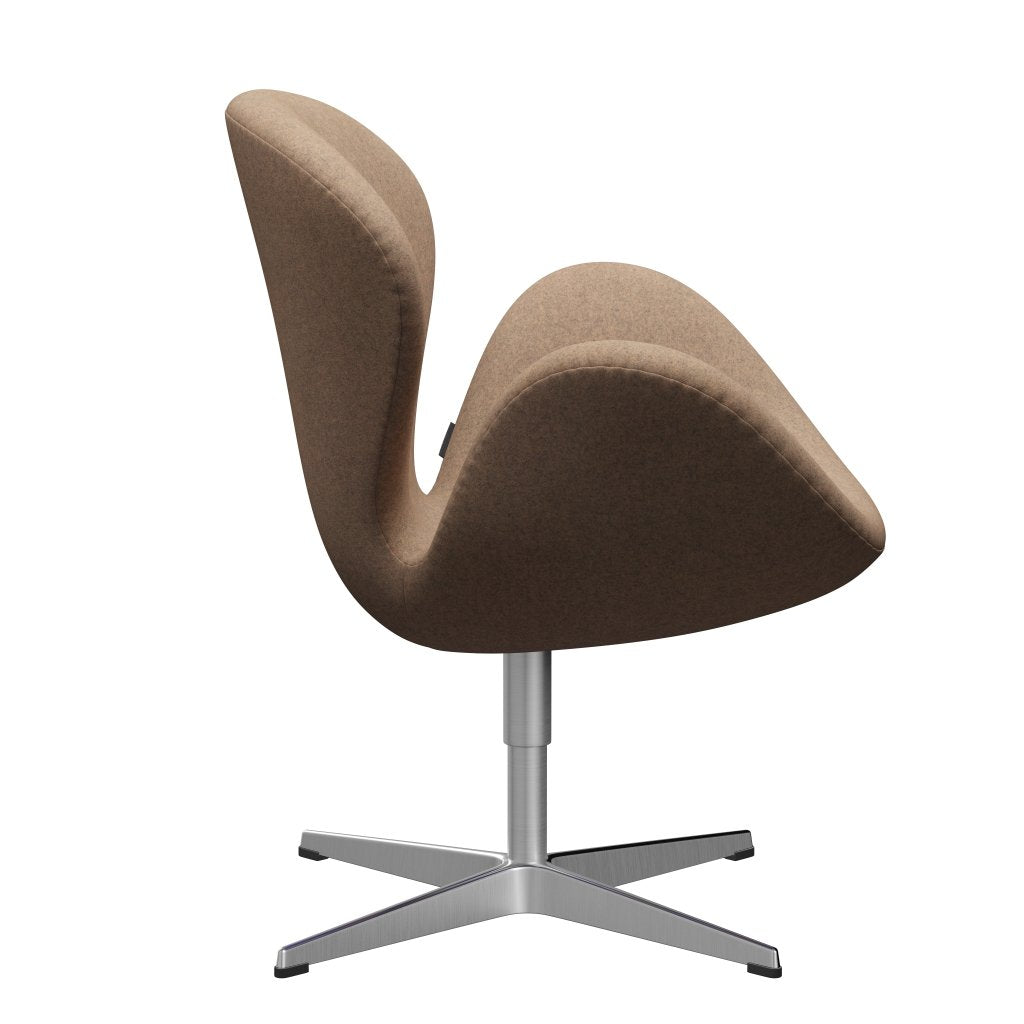Fritz Hansen Swan Lounge Chair, Satin Brushed Aluminium/Divina Melange Grey Nude
